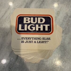 Bud Light Beer Coasters Lot of 77 NOS Vintage Barware Advertising Square
